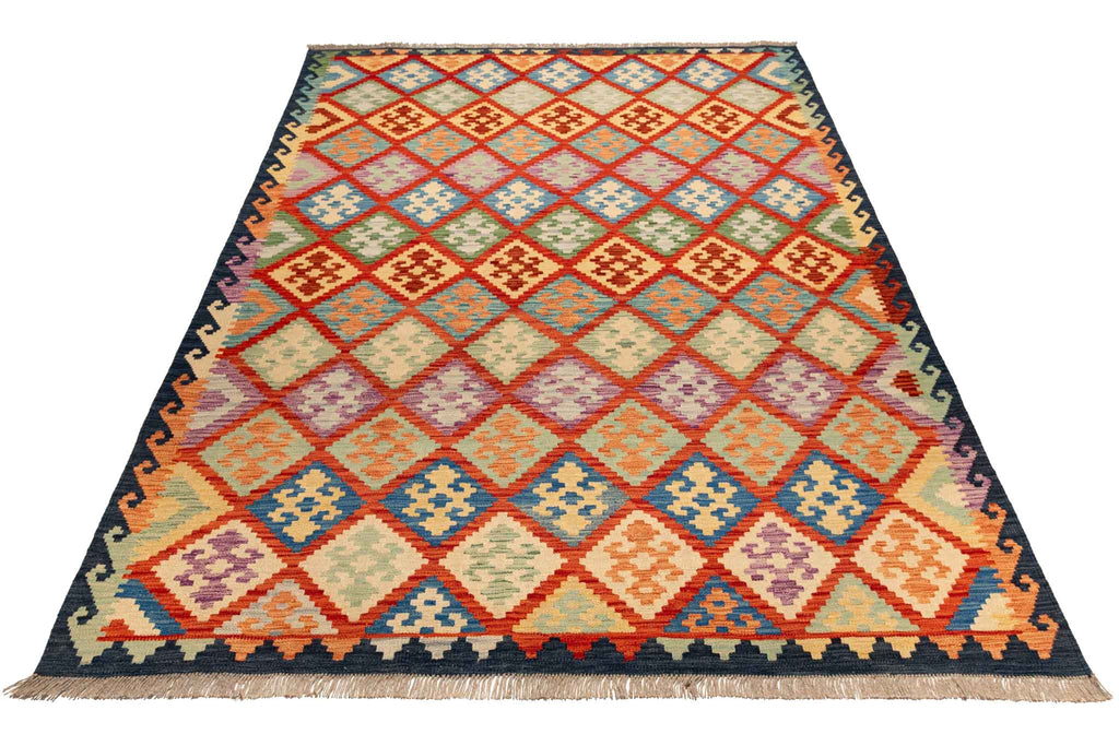 Handgewebter Kelim-Teppich aus Schurwolle, 175 × 249 cm