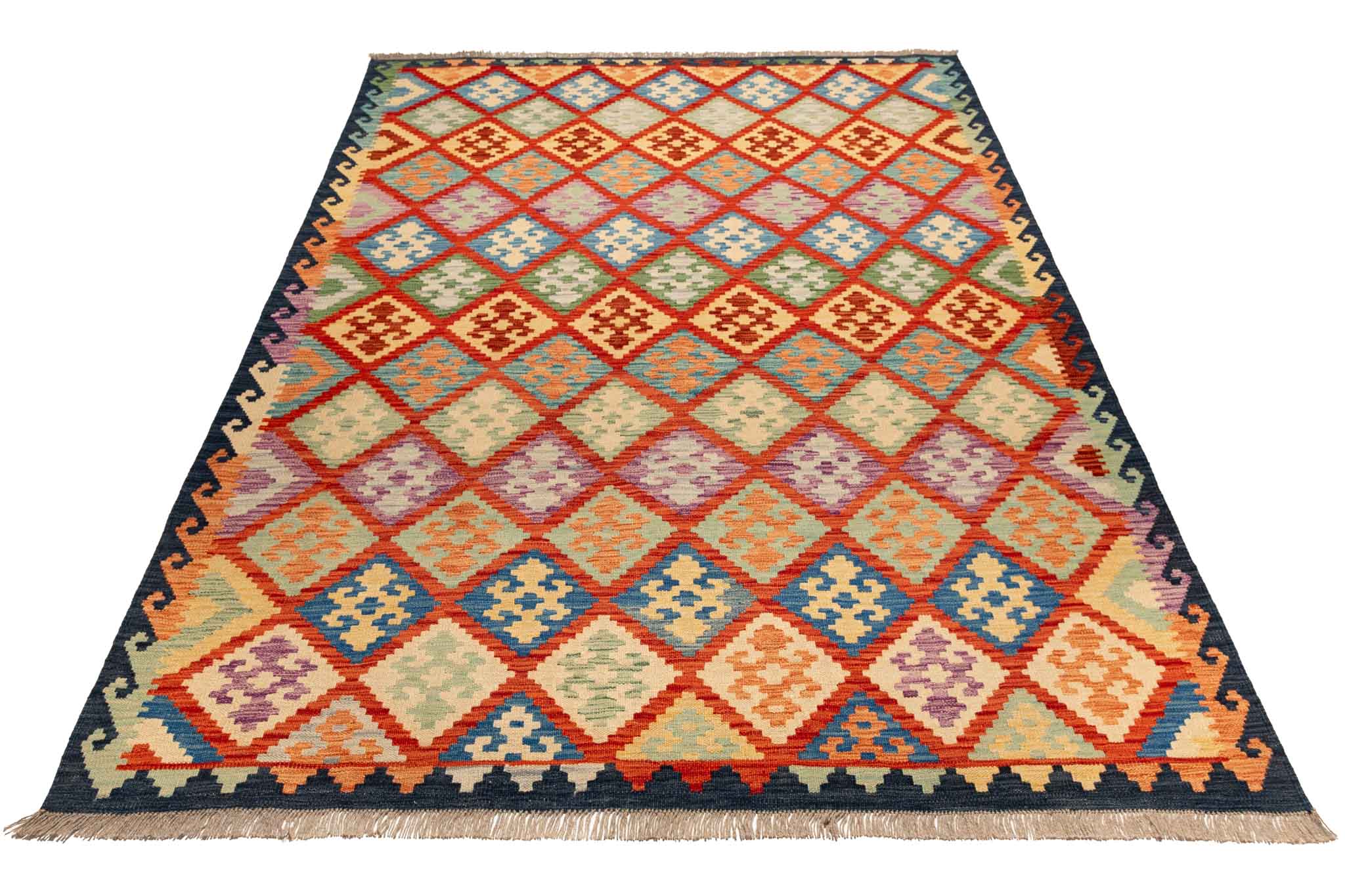 Handgewebter Kelim-Teppich aus Schurwolle, 175 × 249 cm