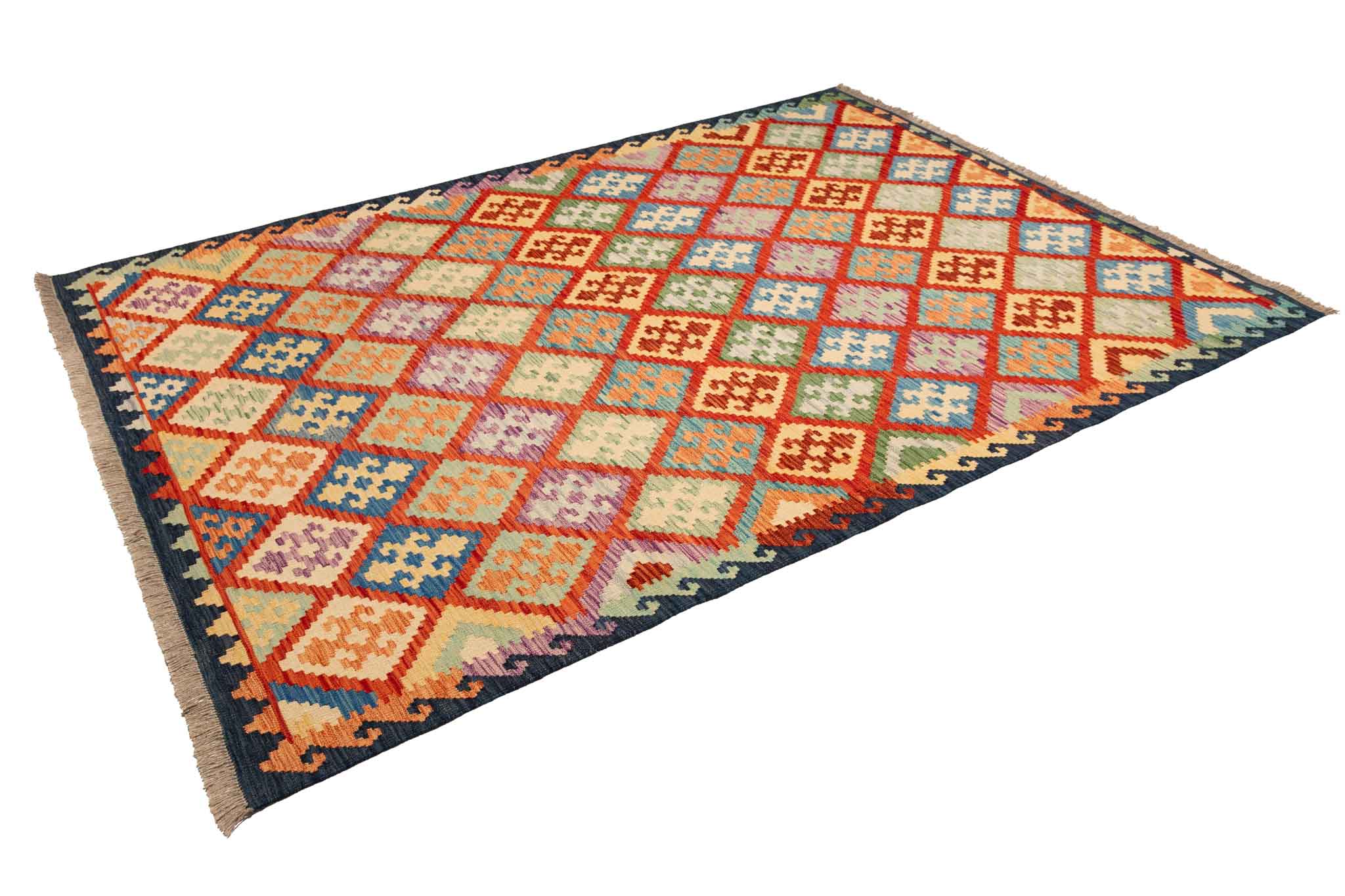 Handgewebter Kelim-Teppich aus Schurwolle, 175 × 249 cm