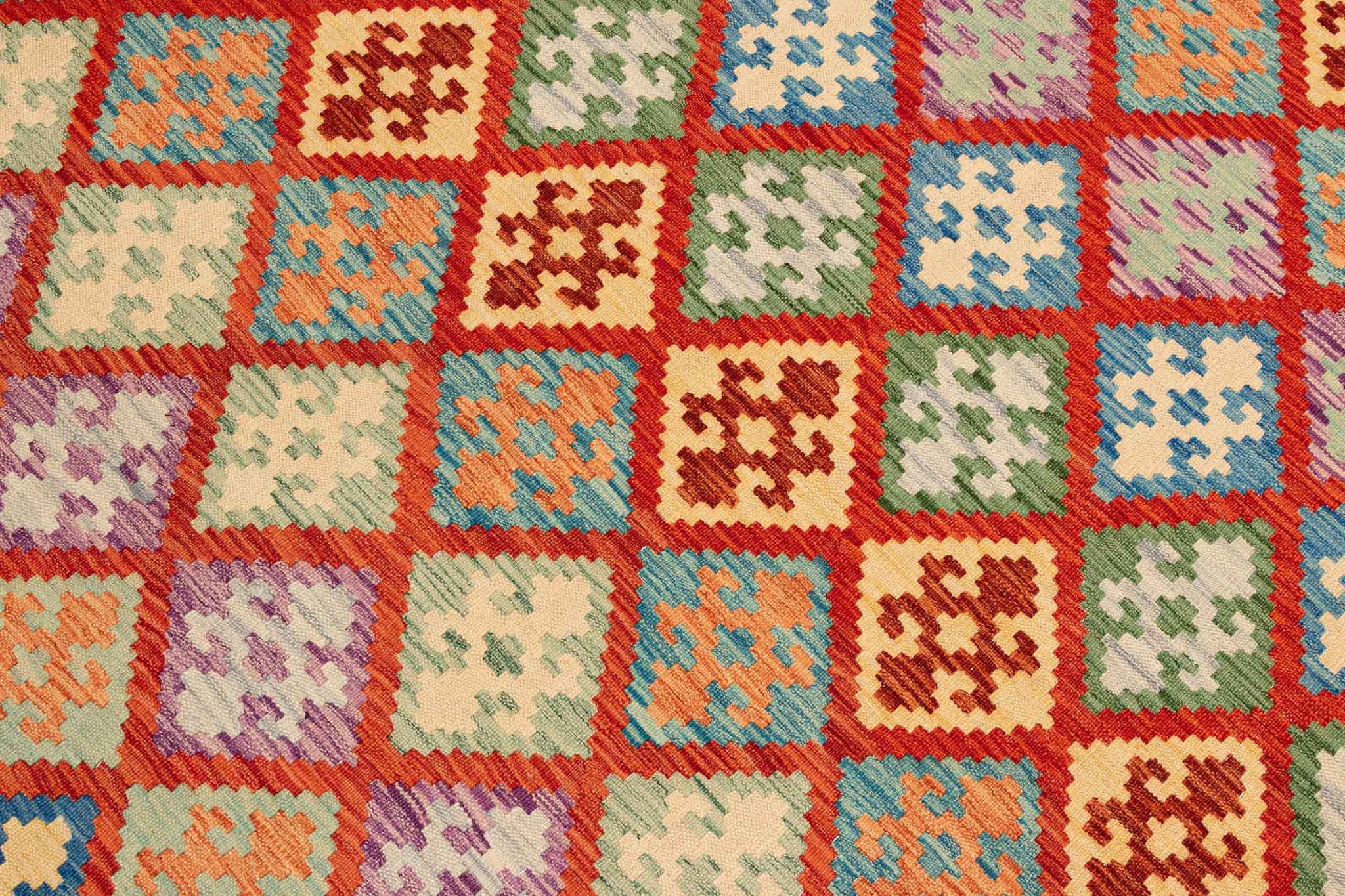 Handgewebter Kelim-Teppich aus Schurwolle, 175 × 249 cm