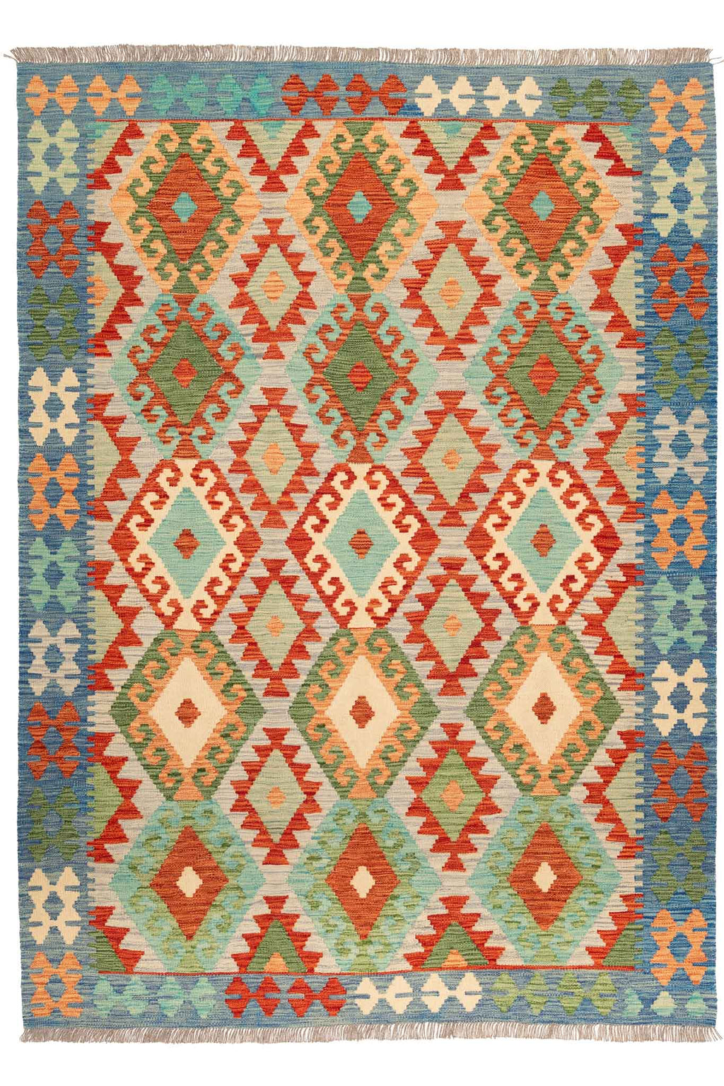 Handgewebter Kelim-Teppich aus Schurwolle, 172 × 238 cm