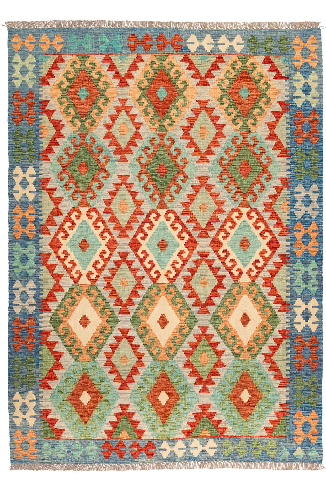 Handgewebter Kelim-Teppich aus Schurwolle, 172 × 238 cm
