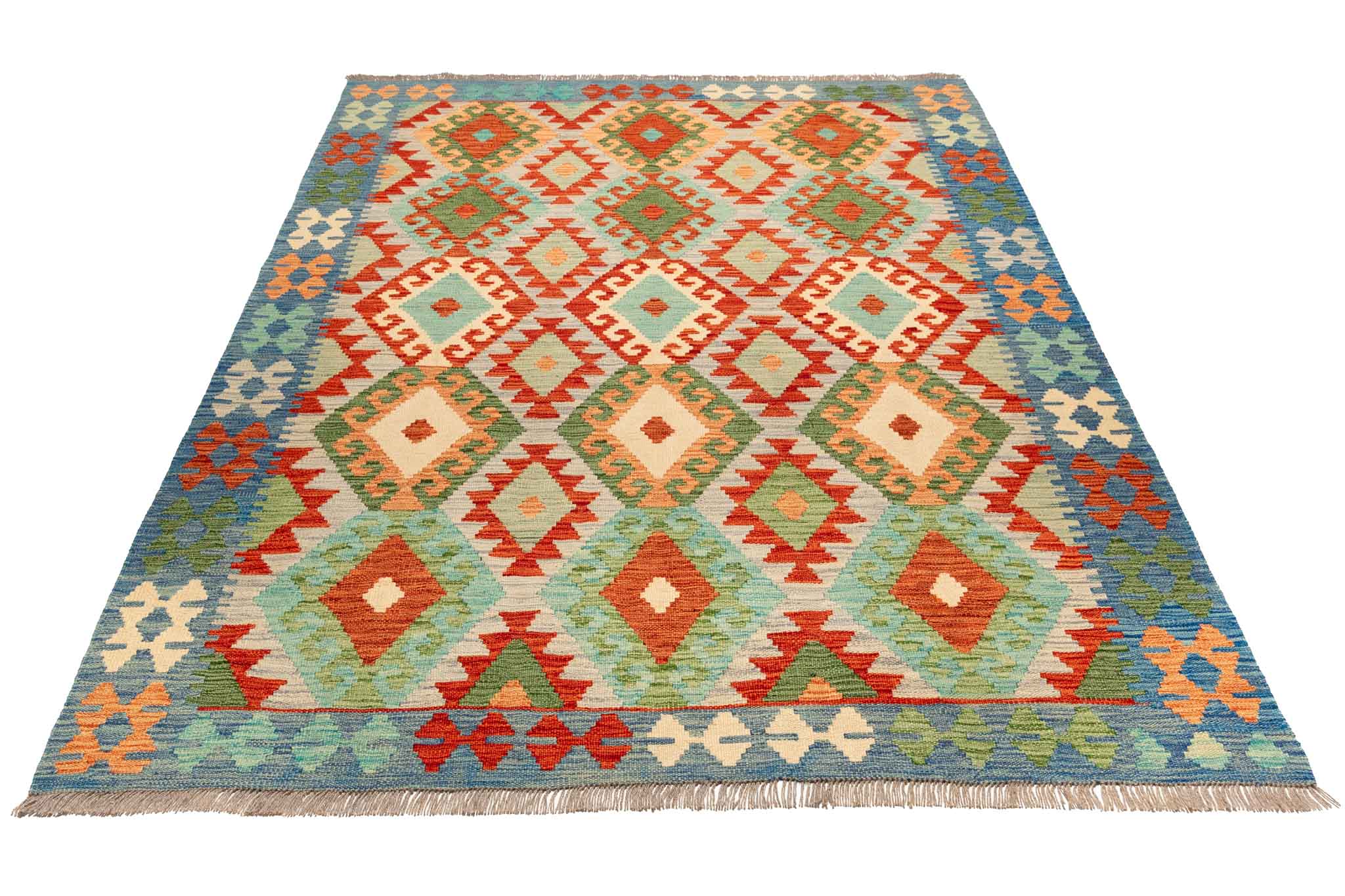 Handgewebter Kelim-Teppich aus Schurwolle, 172 × 238 cm