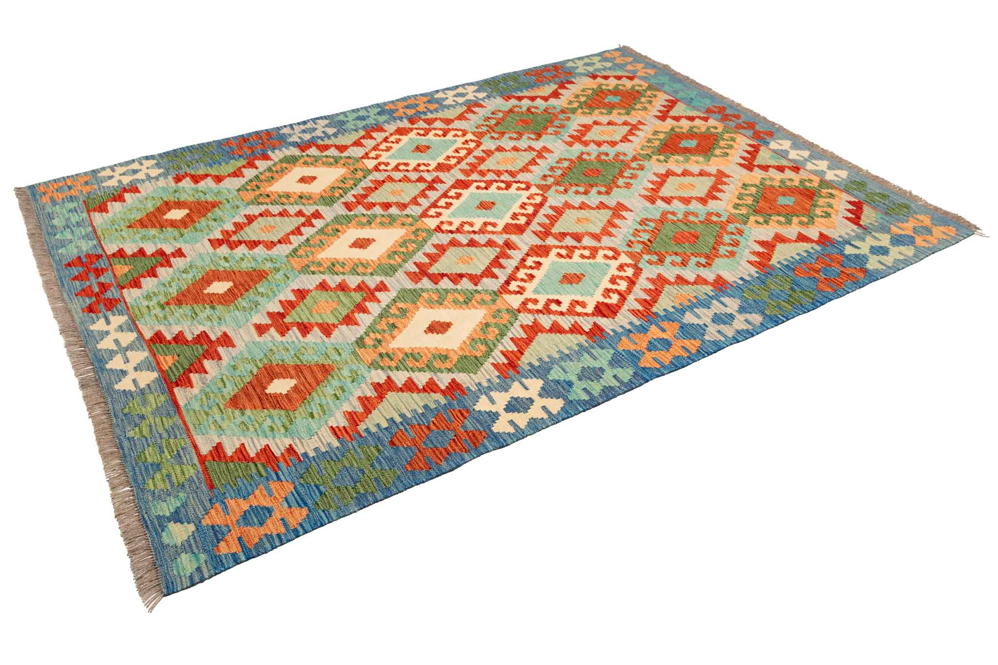 Handgewebter Kelim-Teppich aus Schurwolle, 172 × 238 cm
