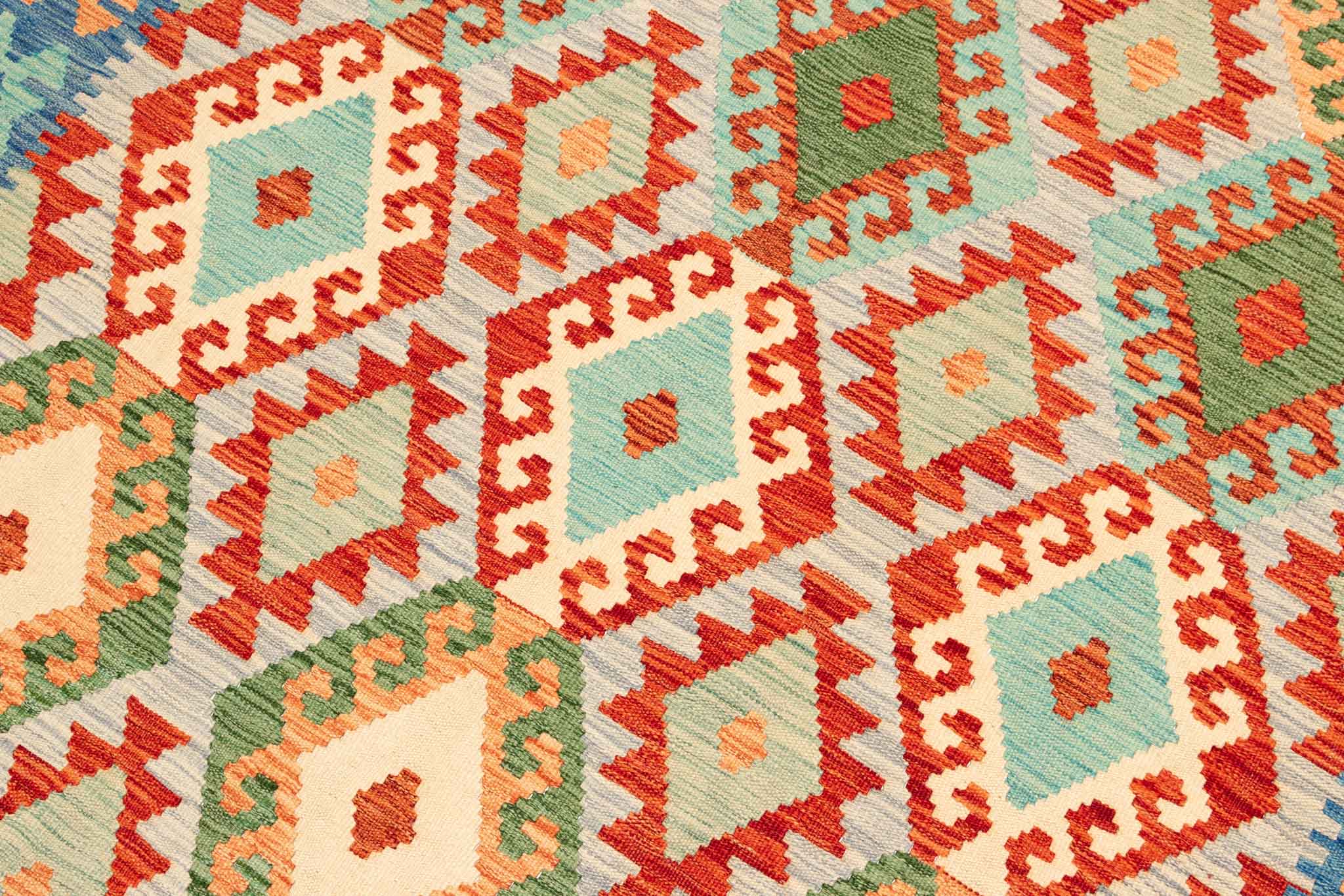 Handgewebter Kelim-Teppich aus Schurwolle, 172 × 238 cm