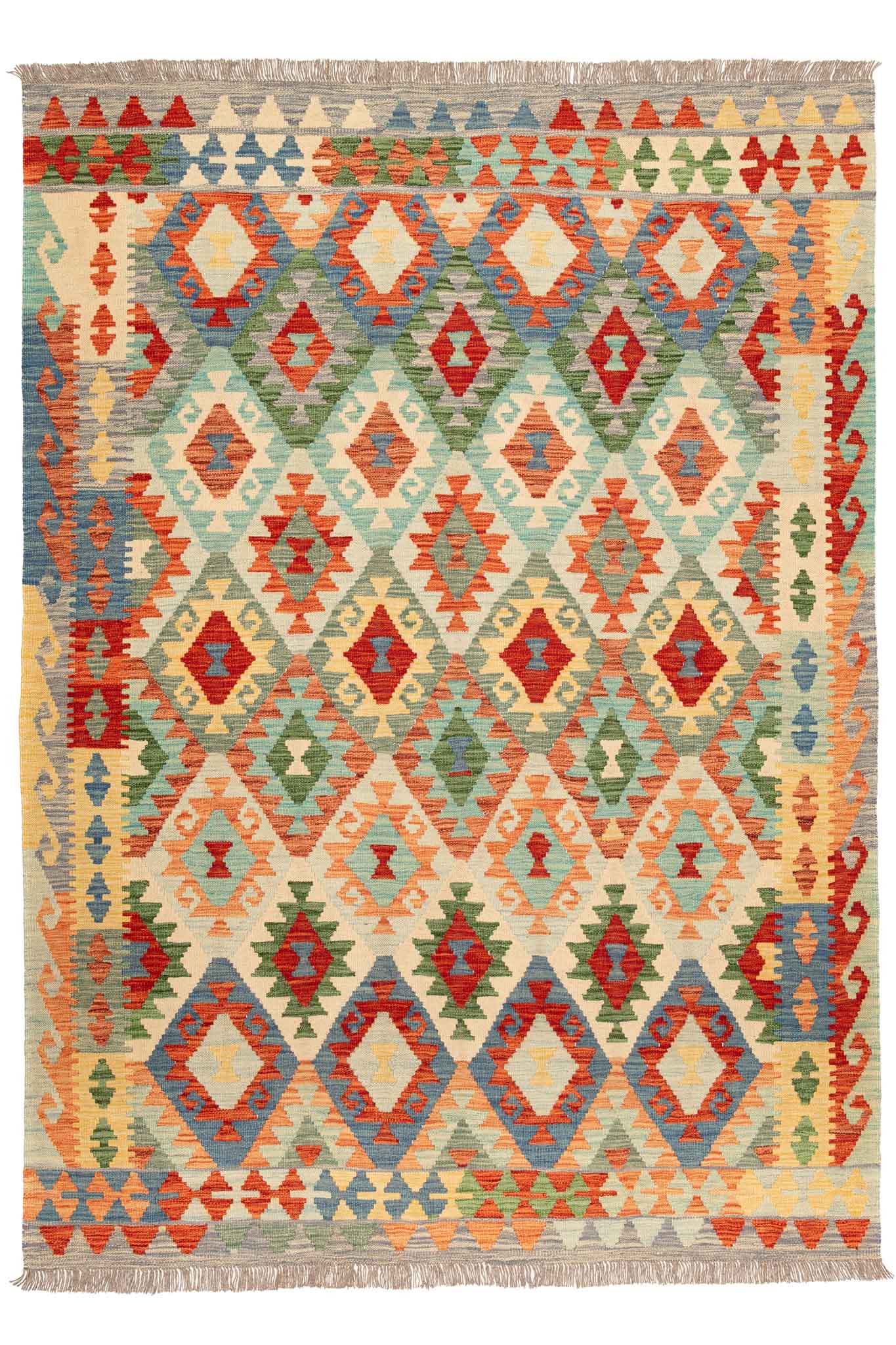 Handgewebter Kelim-Teppich aus Schurwolle, 170 × 235 cm