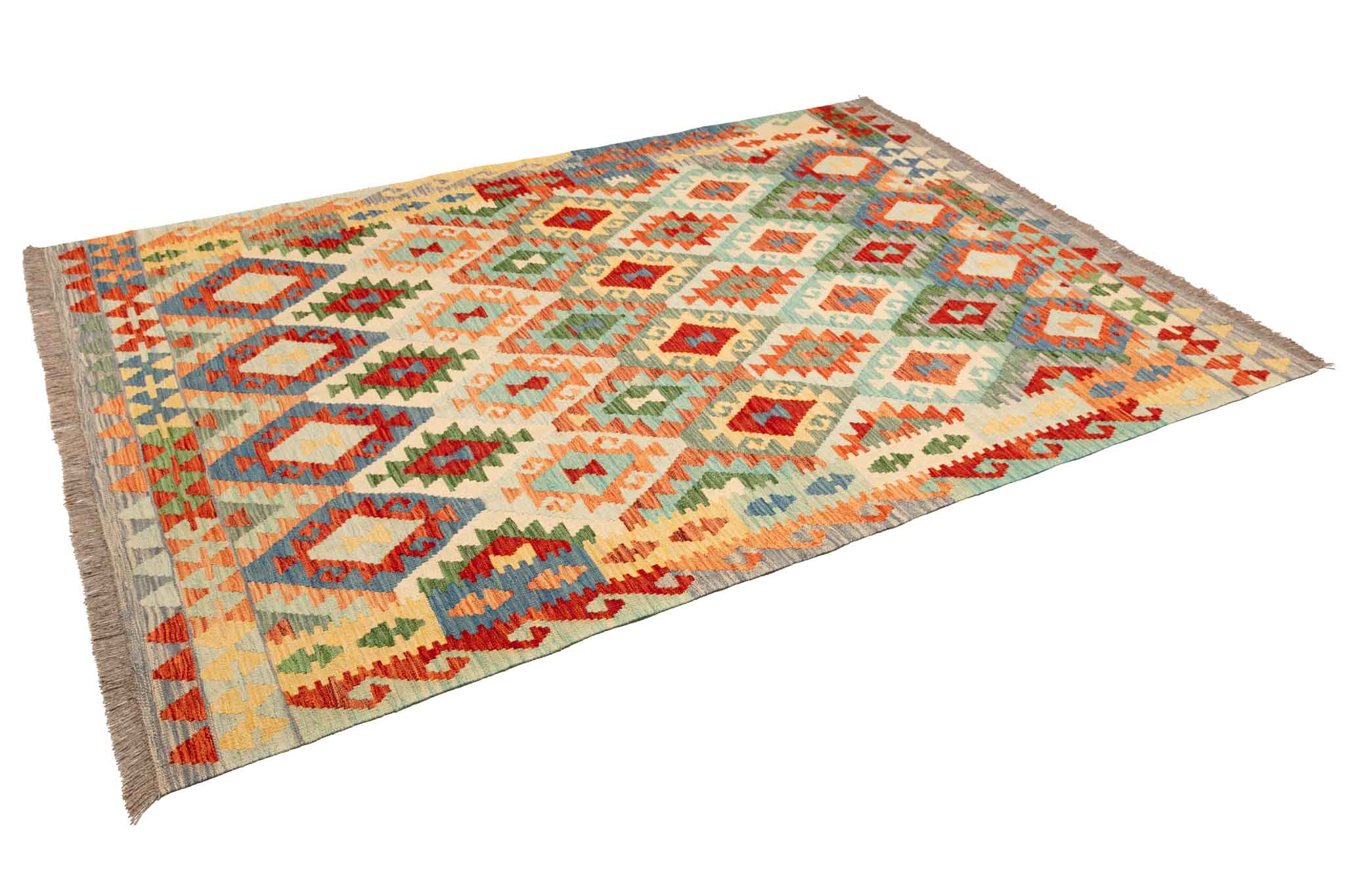 Handgewebter Kelim-Teppich aus Schurwolle, 170 × 235 cm