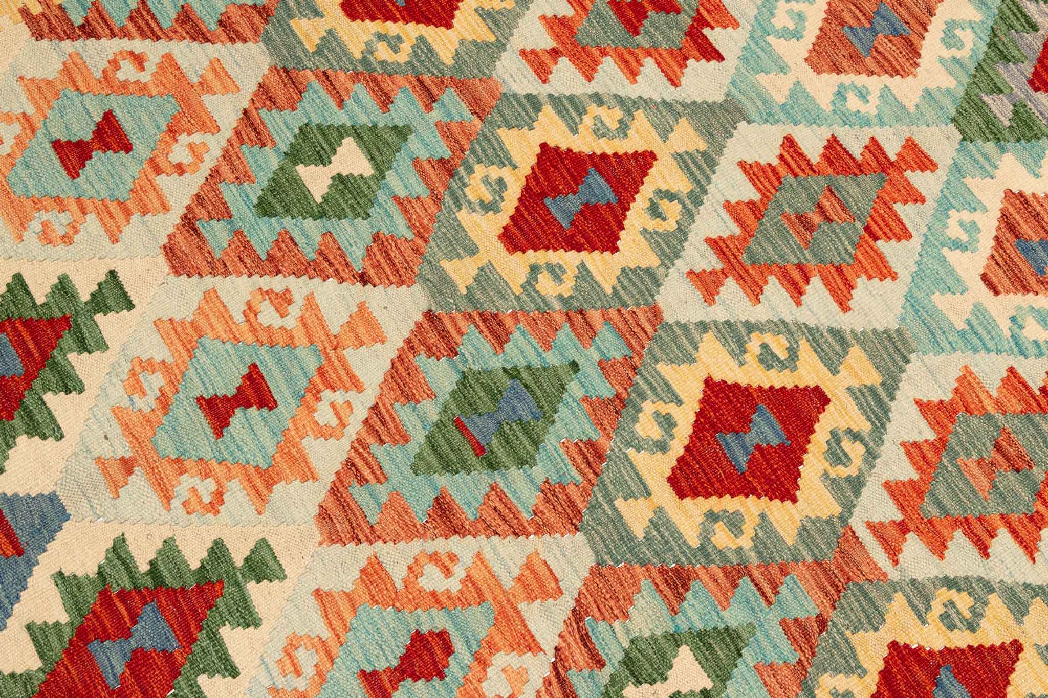 Handgewebter Kelim-Teppich aus Schurwolle, 170 × 235 cm