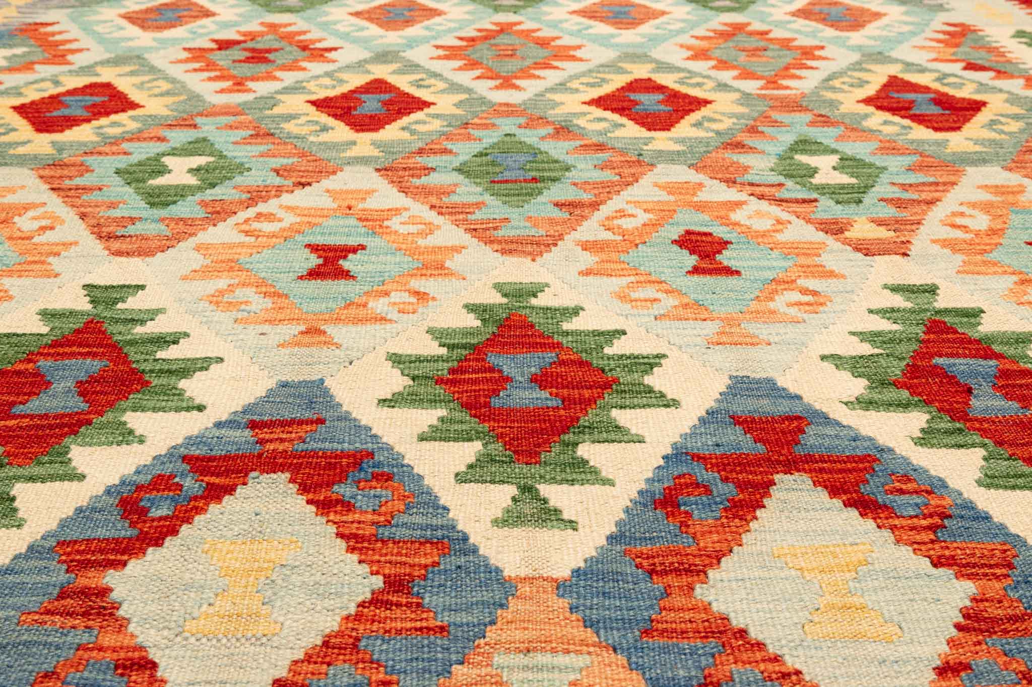 Handgewebter Kelim-Teppich aus Schurwolle, 170 × 235 cm
