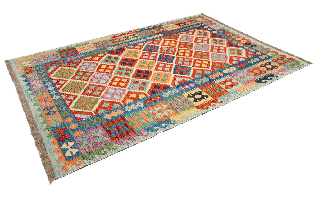 Handgewebter Kelim-Teppich aus Schurwolle, 178 × 254 cm