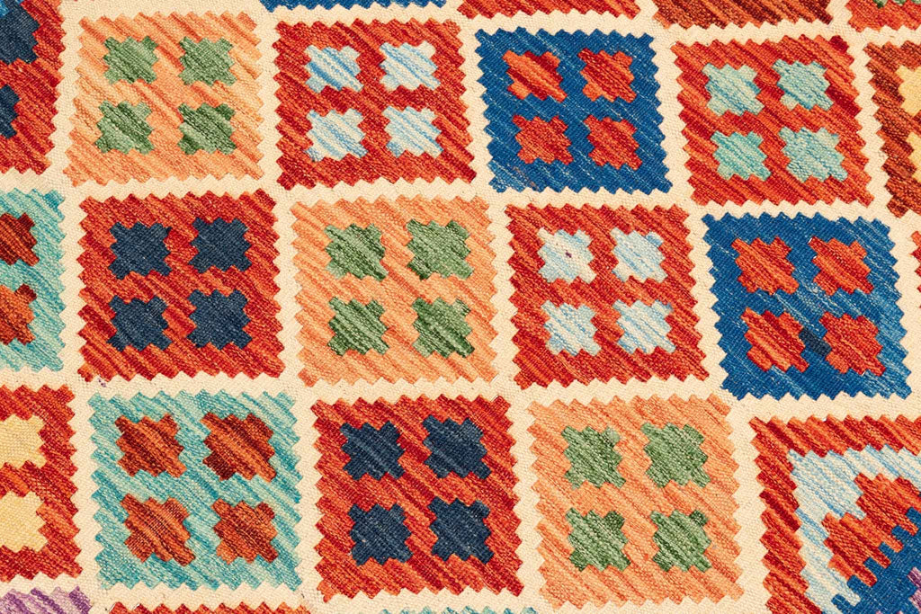 Handgewebter Kelim-Teppich aus Schurwolle, 178 × 254 cm