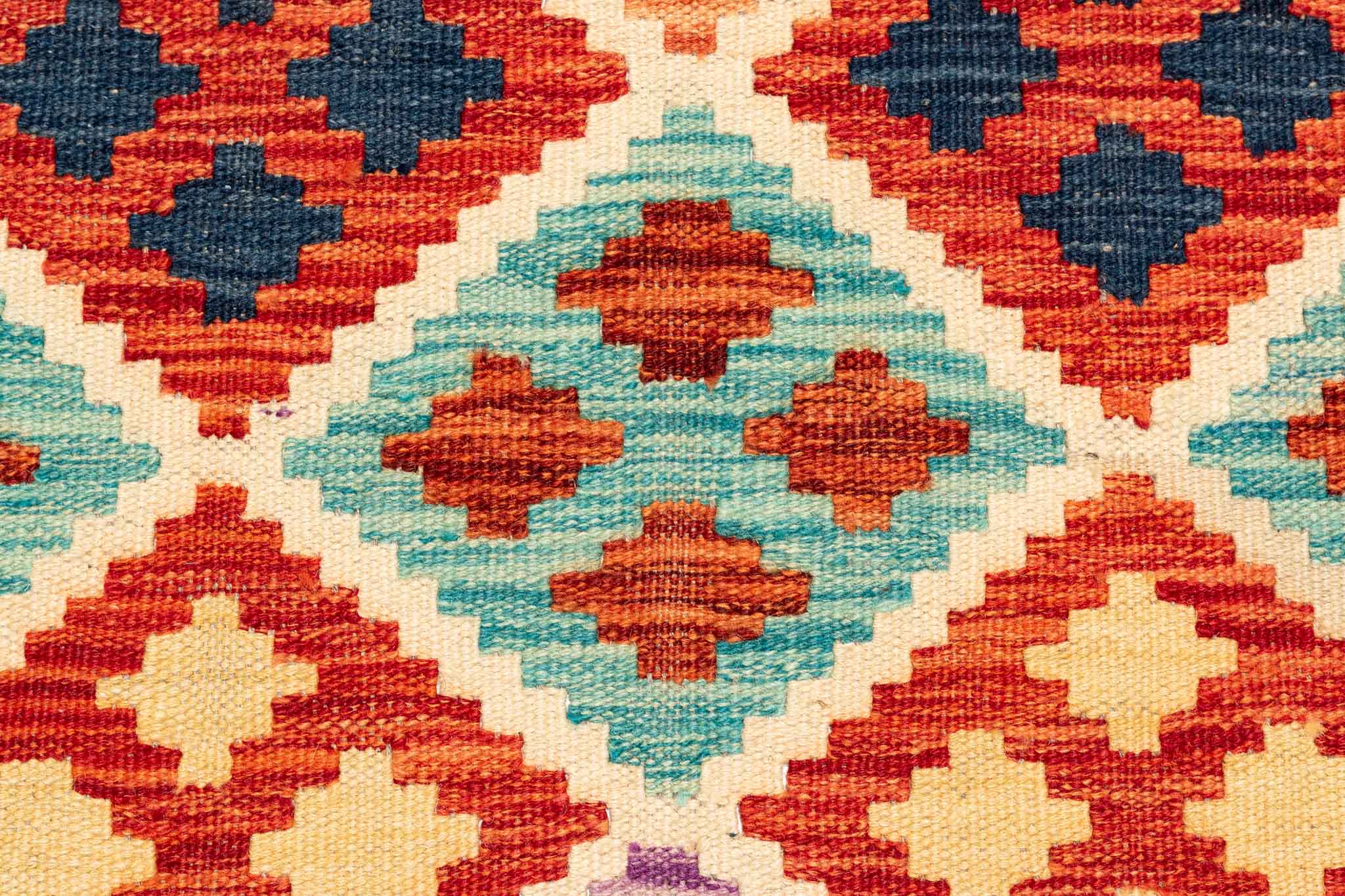 Handgewebter Kelim-Teppich aus Schurwolle, 178 × 254 cm