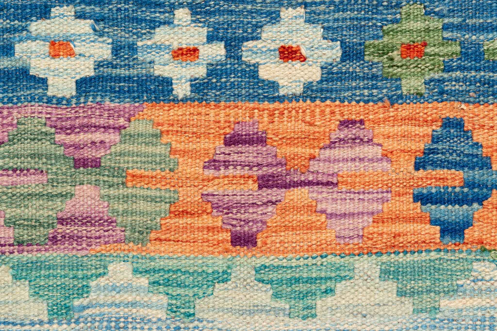 Handgewebter Kelim-Teppich aus Schurwolle, 178 × 254 cm