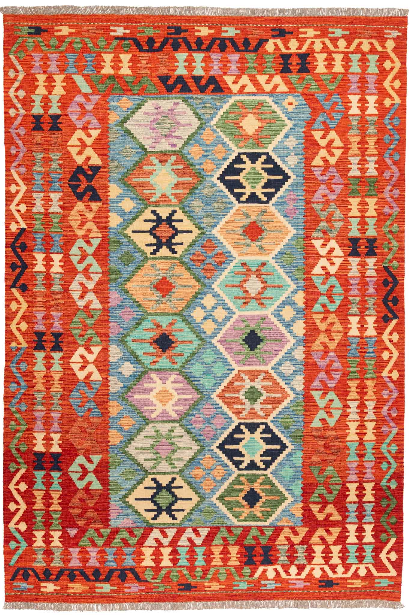 Handgewebter Kelim-Teppich aus Schurwolle, 166 × 247 cm