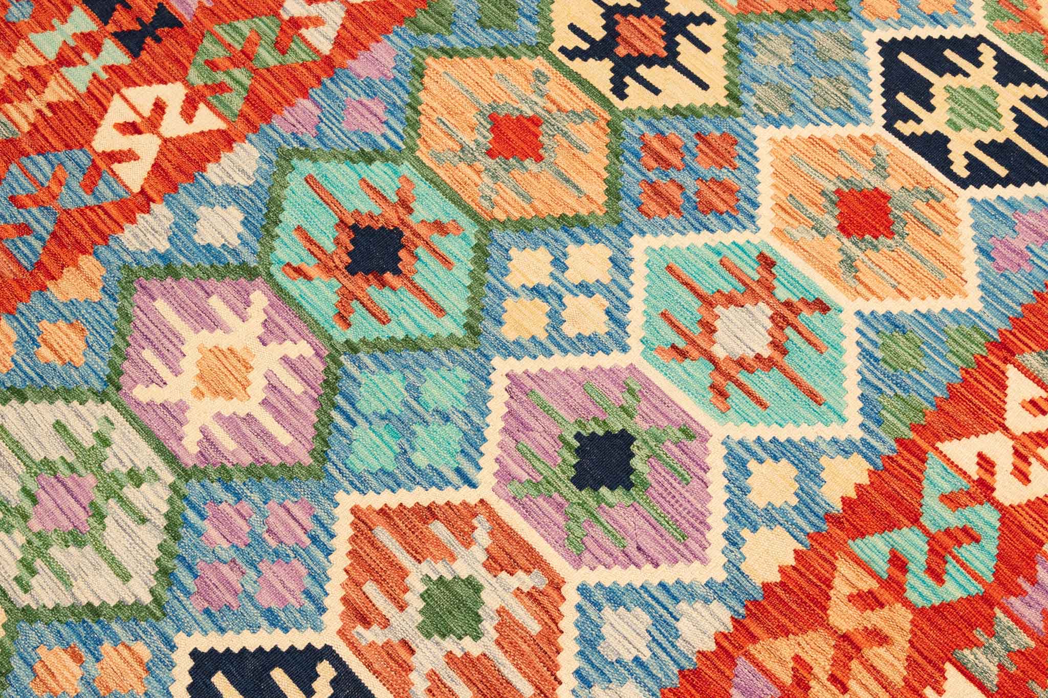 Handgewebter Kelim-Teppich aus Schurwolle, 166 × 247 cm