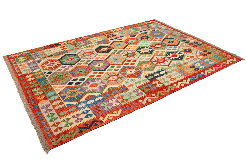 Handgewebter Kelim-Teppich aus Schurwolle, 173 × 248 cm