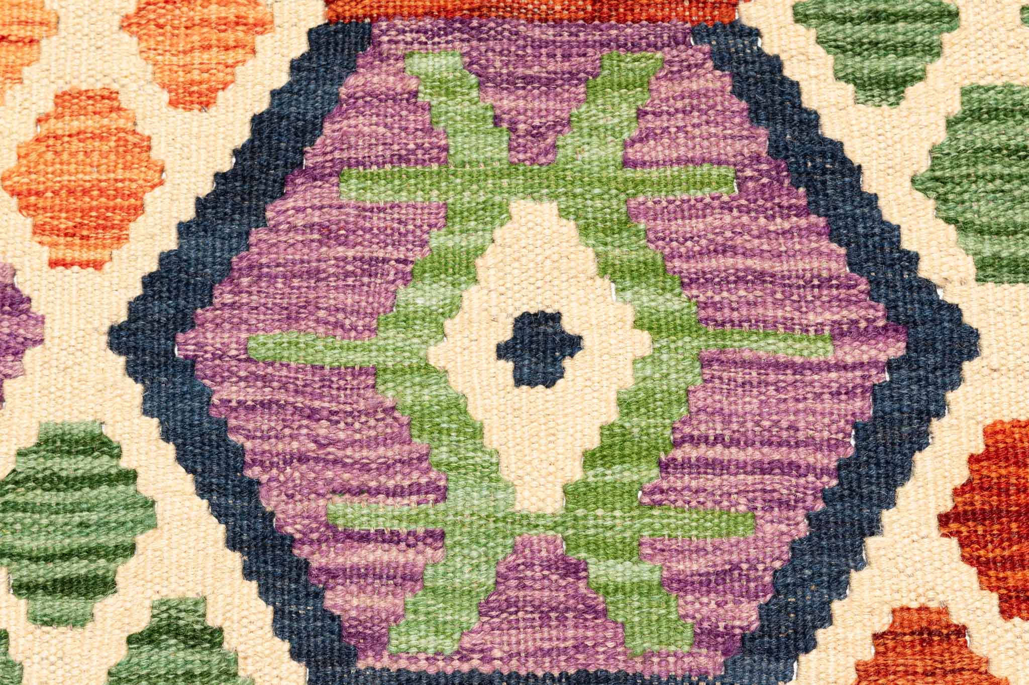 Handgewebter Kelim-Teppich aus Schurwolle, 173 × 248 cm