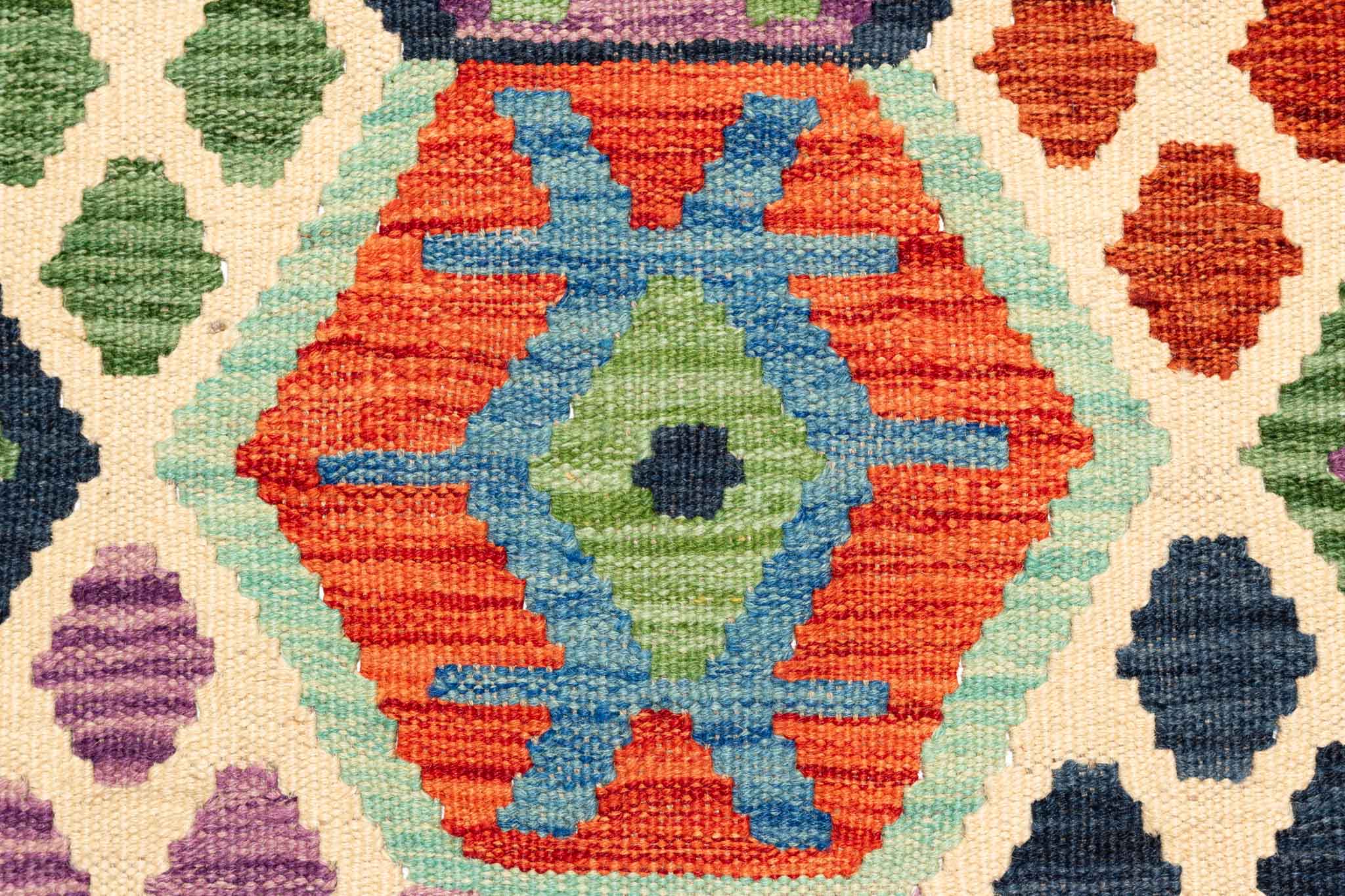 Handgewebter Kelim-Teppich aus Schurwolle, 173 × 248 cm