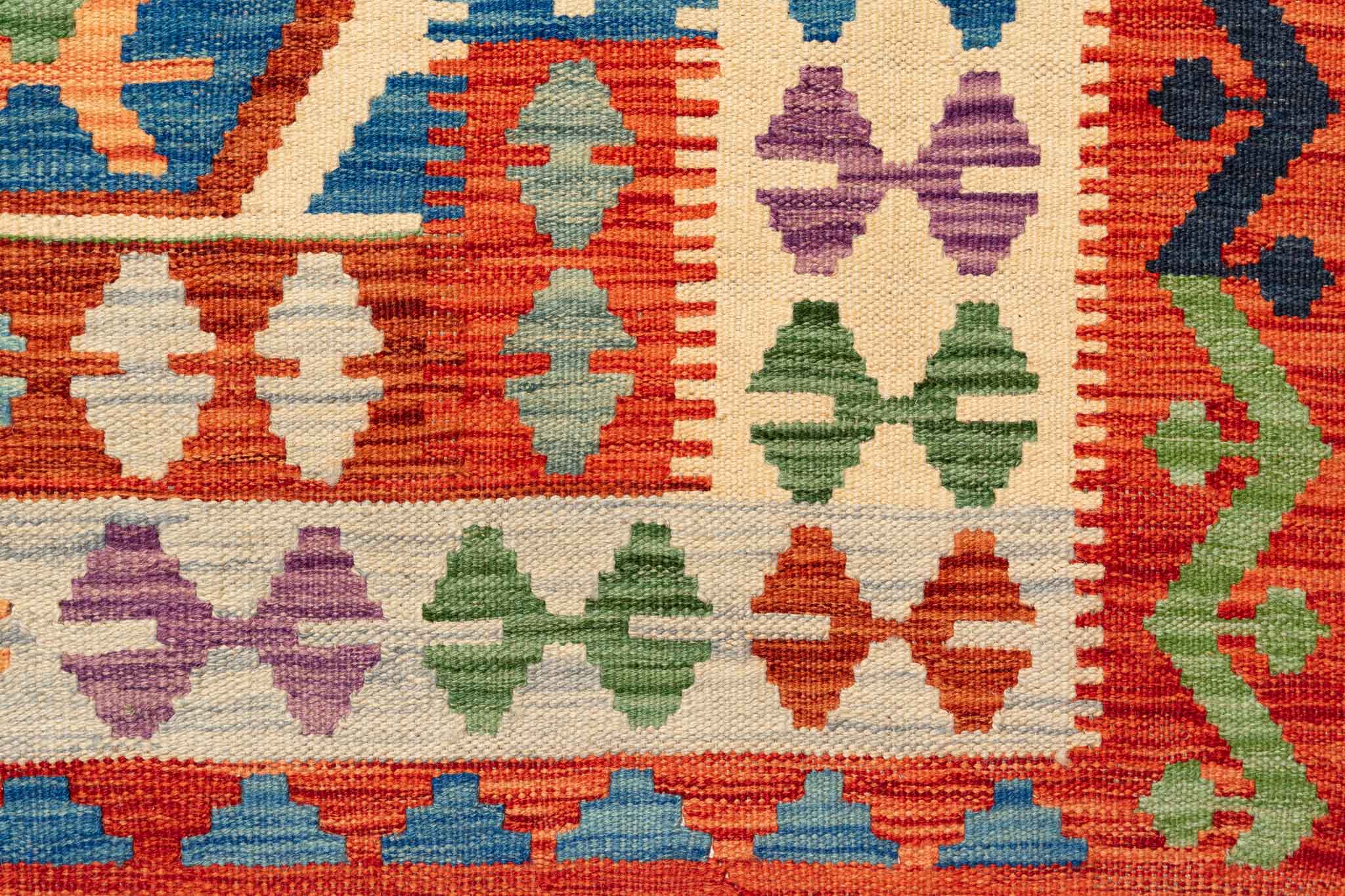 Handgewebter Kelim-Teppich aus Schurwolle, 173 × 248 cm