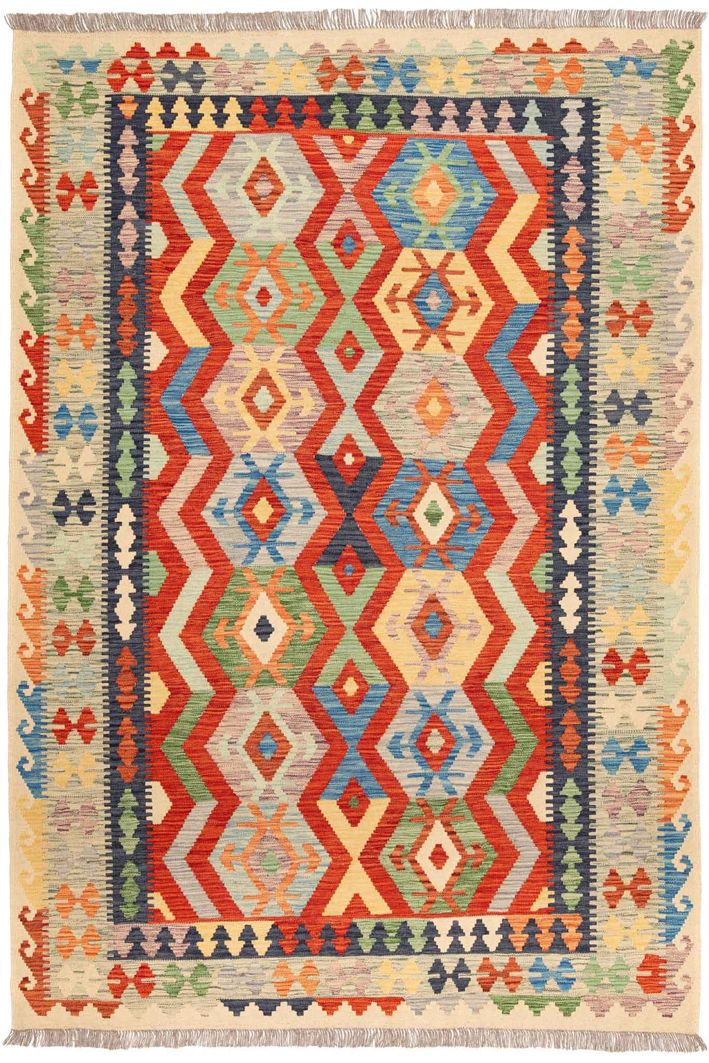 Handgewebter Kelim-Teppich aus Schurwolle, 170 × 249 cm