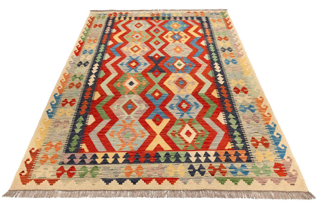 Handgewebter Kelim-Teppich aus Schurwolle, 170 × 249 cm