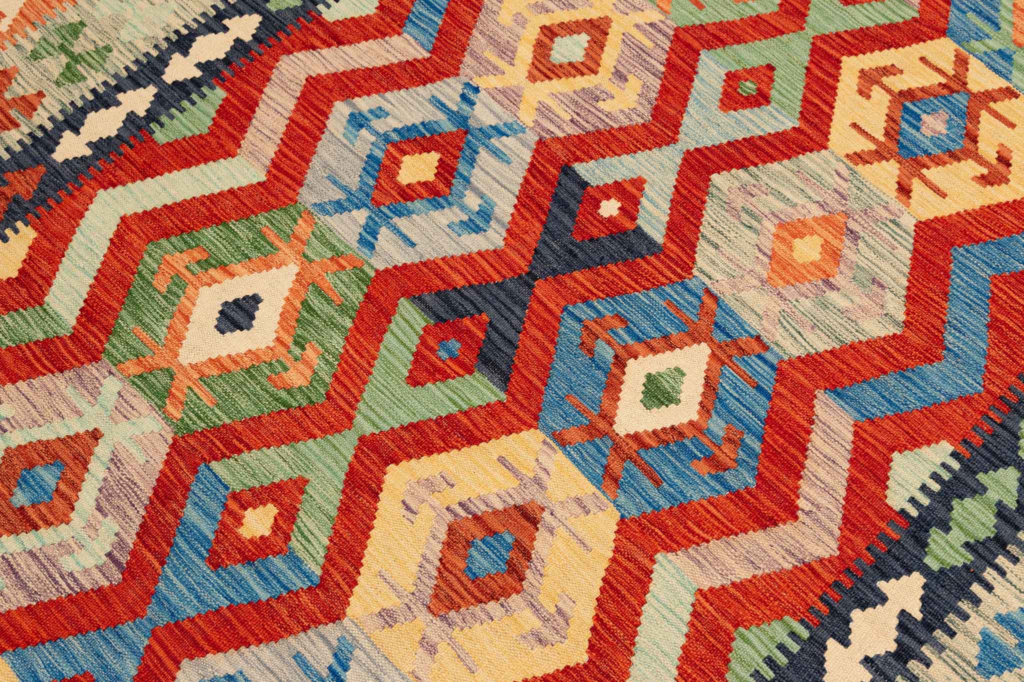 Handgewebter Kelim-Teppich aus Schurwolle, 170 × 249 cm
