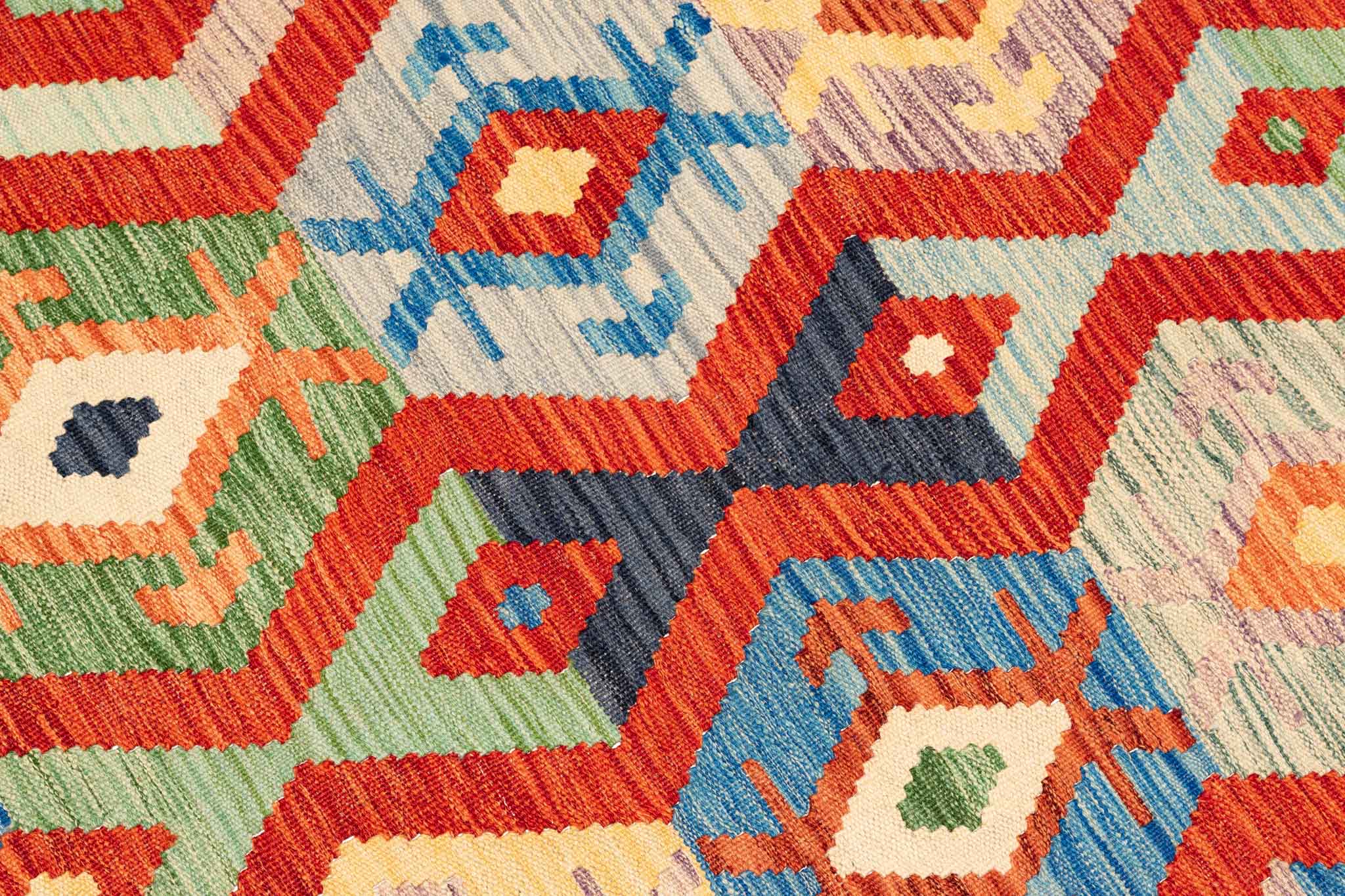 Handgewebter Kelim-Teppich aus Schurwolle, 170 × 249 cm