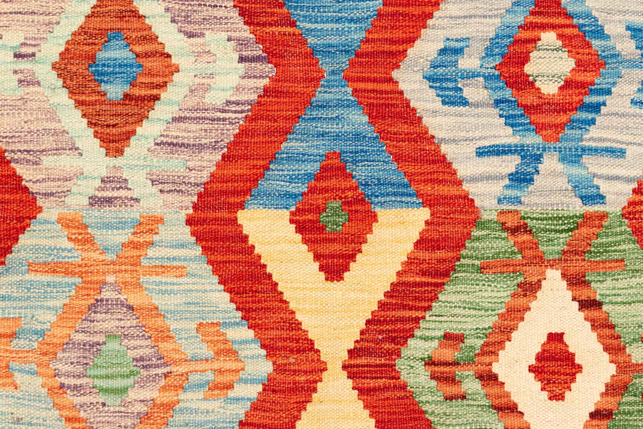 Handgewebter Kelim-Teppich aus Schurwolle, 170 × 249 cm