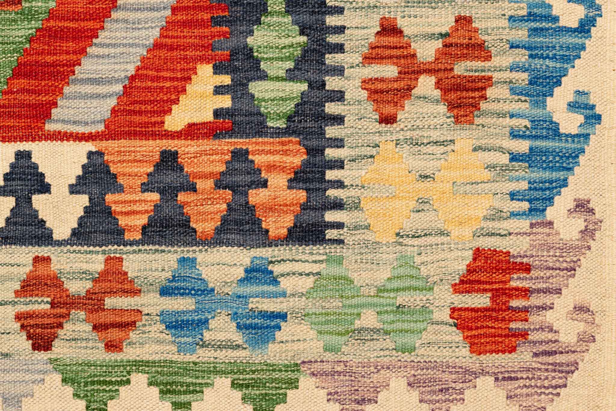 Handgewebter Kelim-Teppich aus Schurwolle, 170 × 249 cm