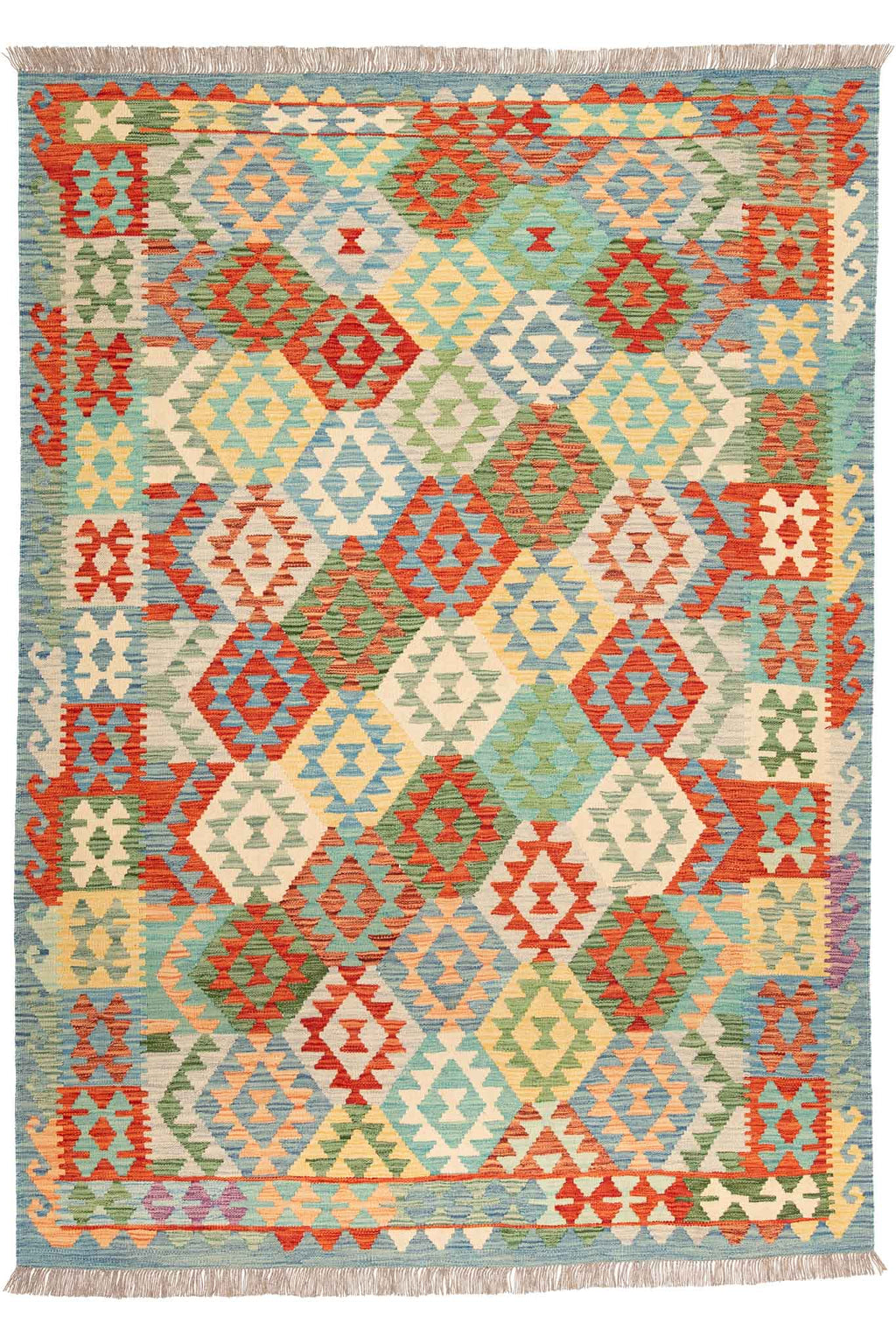 Handgewebter Kelim-Teppich aus Schurwolle, 170 × 242 cm