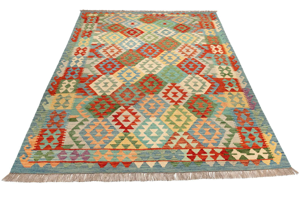 Handgewebter Kelim-Teppich aus Schurwolle, 170 × 242 cm