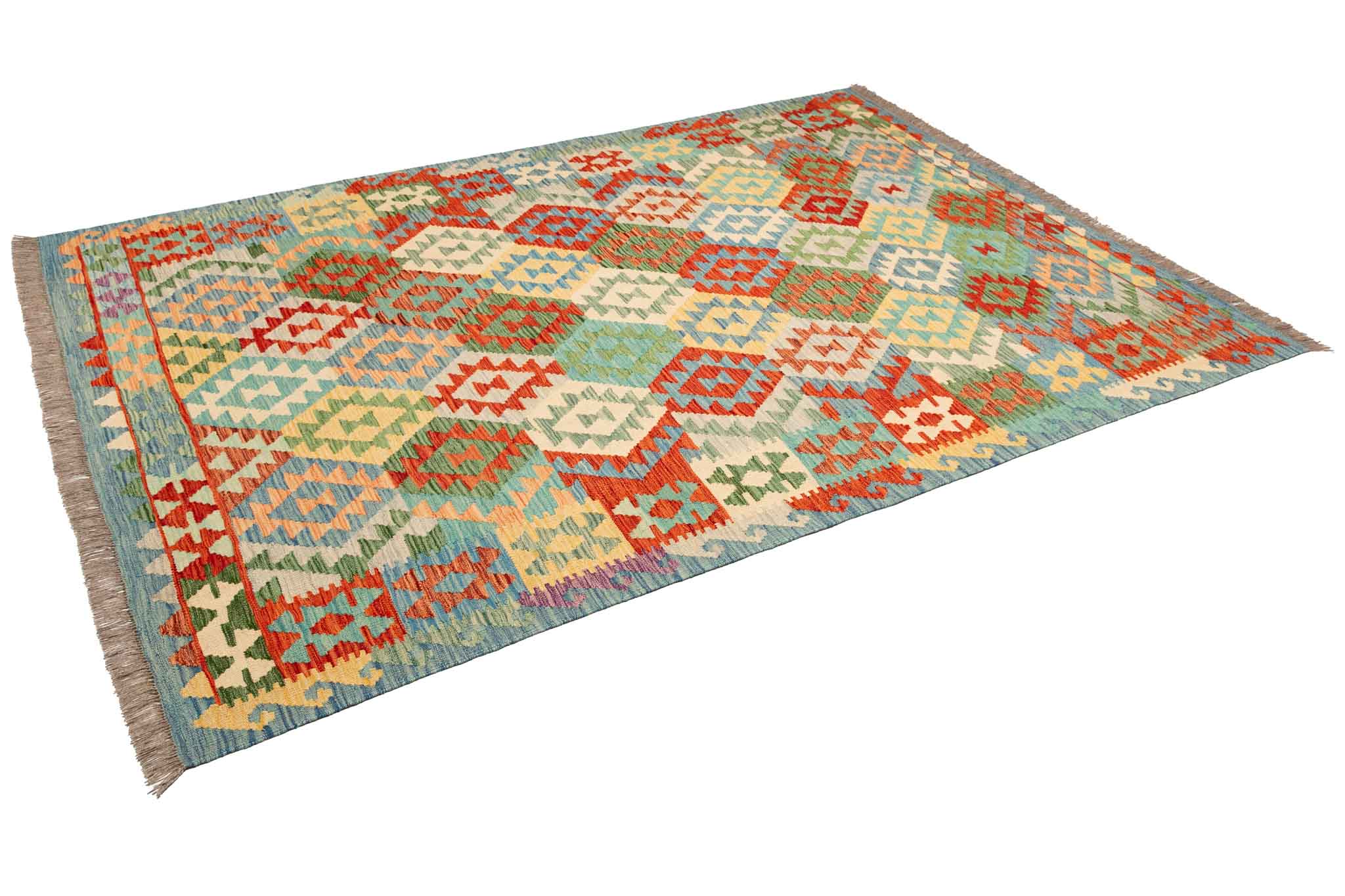 Handgewebter Kelim-Teppich aus Schurwolle, 170 × 242 cm