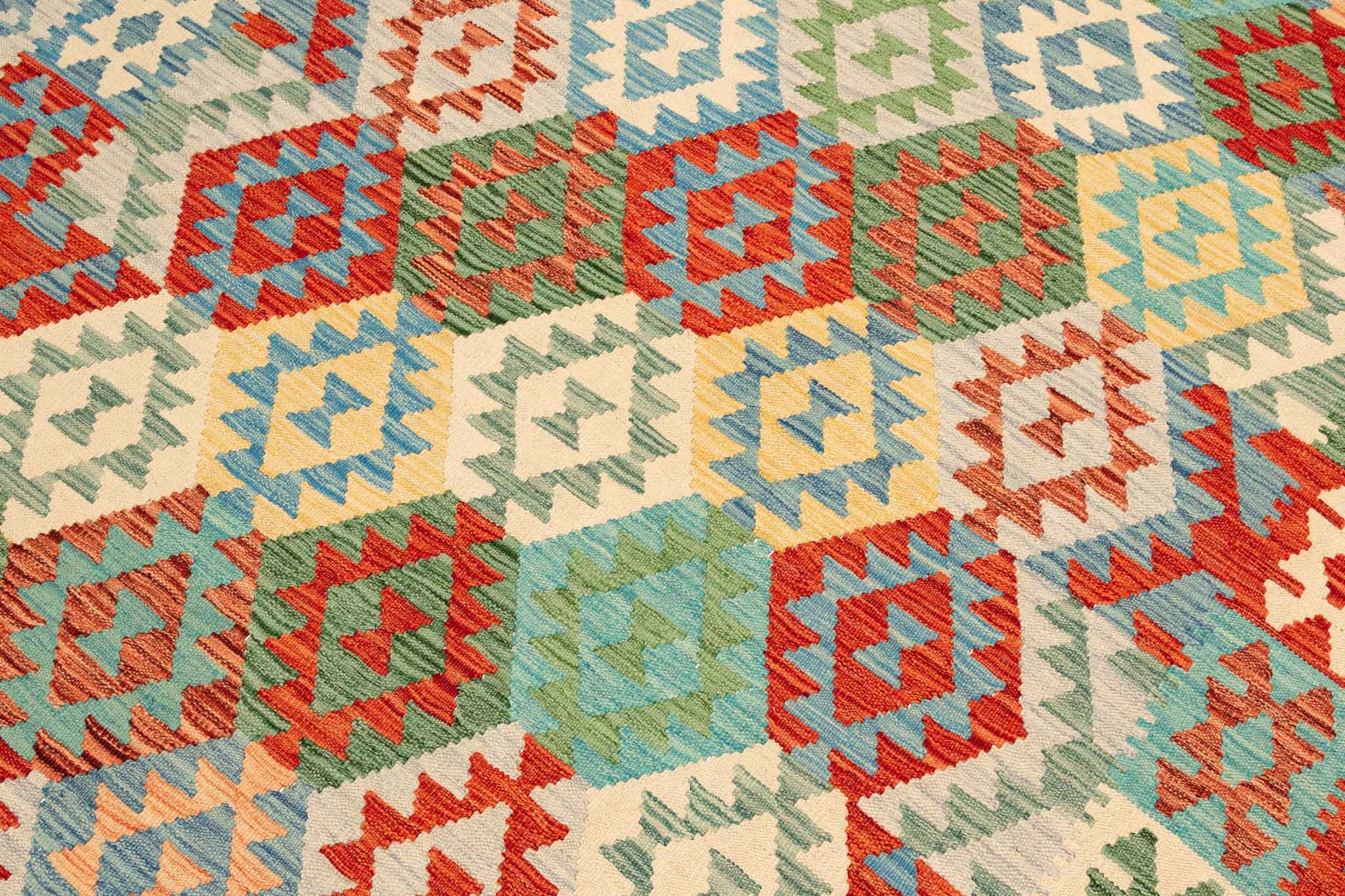 Handgewebter Kelim-Teppich aus Schurwolle, 170 × 242 cm