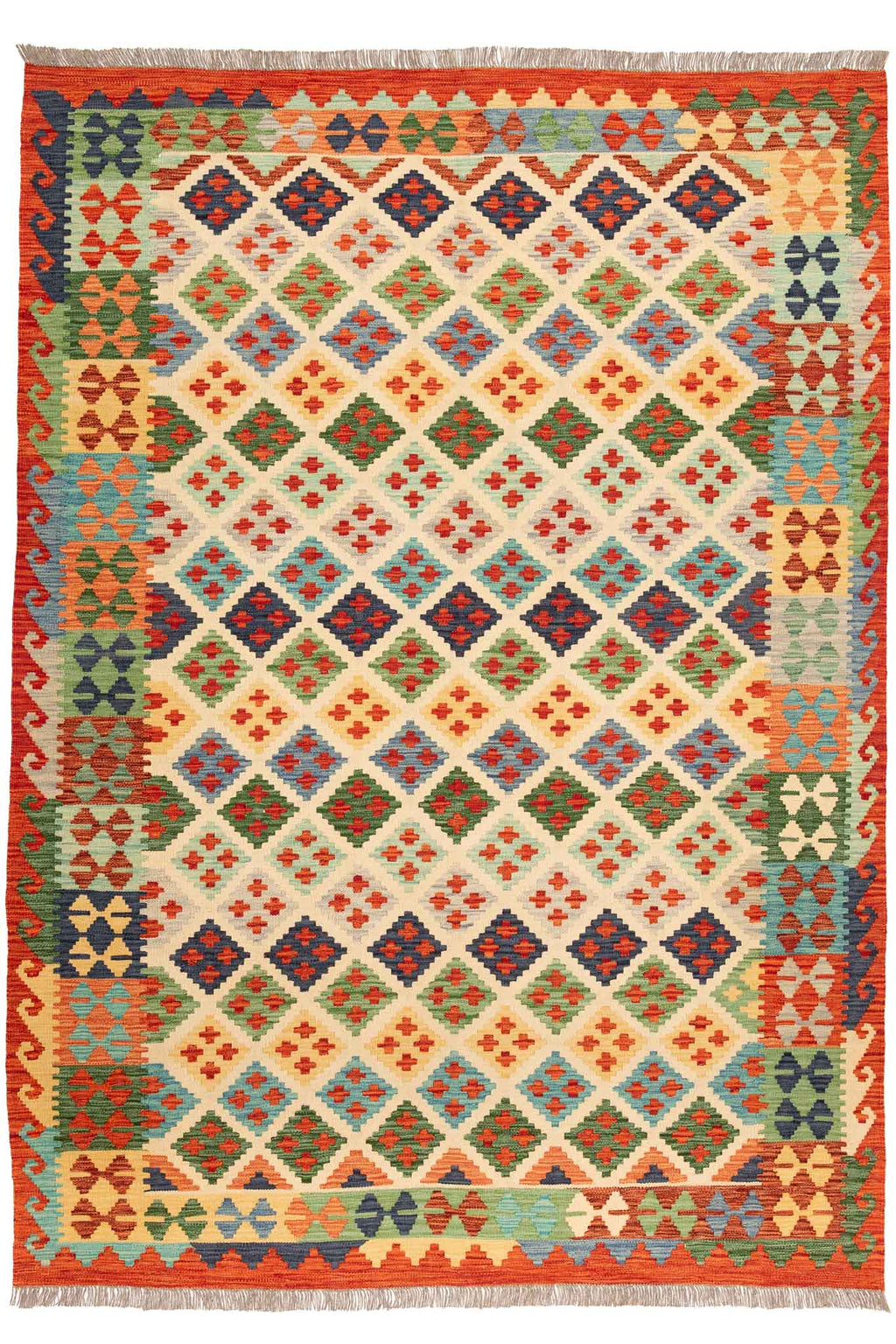 Handgewebter Kelim-Teppich aus Schurwolle, 177 × 248 cm