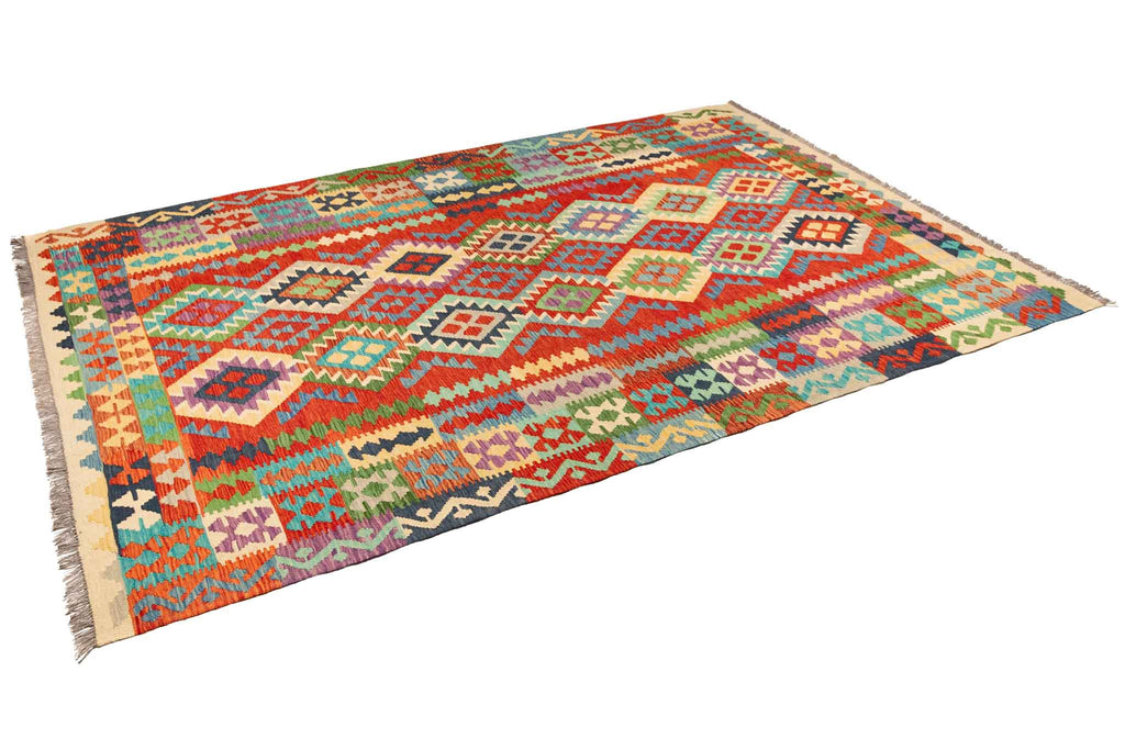 Handgewebter Kelim-Teppich aus Schurwolle, 207 × 300 cm