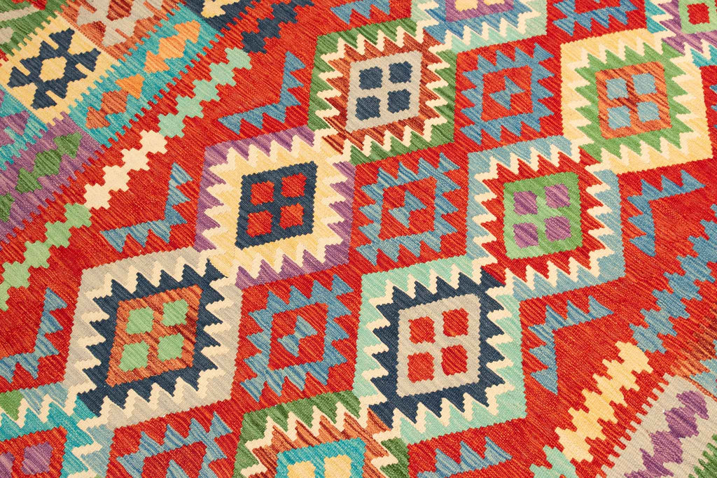 Handgewebter Kelim-Teppich aus Schurwolle, 207 × 300 cm