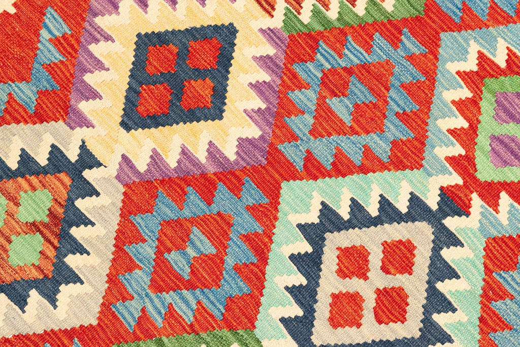 Handgewebter Kelim-Teppich aus Schurwolle, 207 × 300 cm