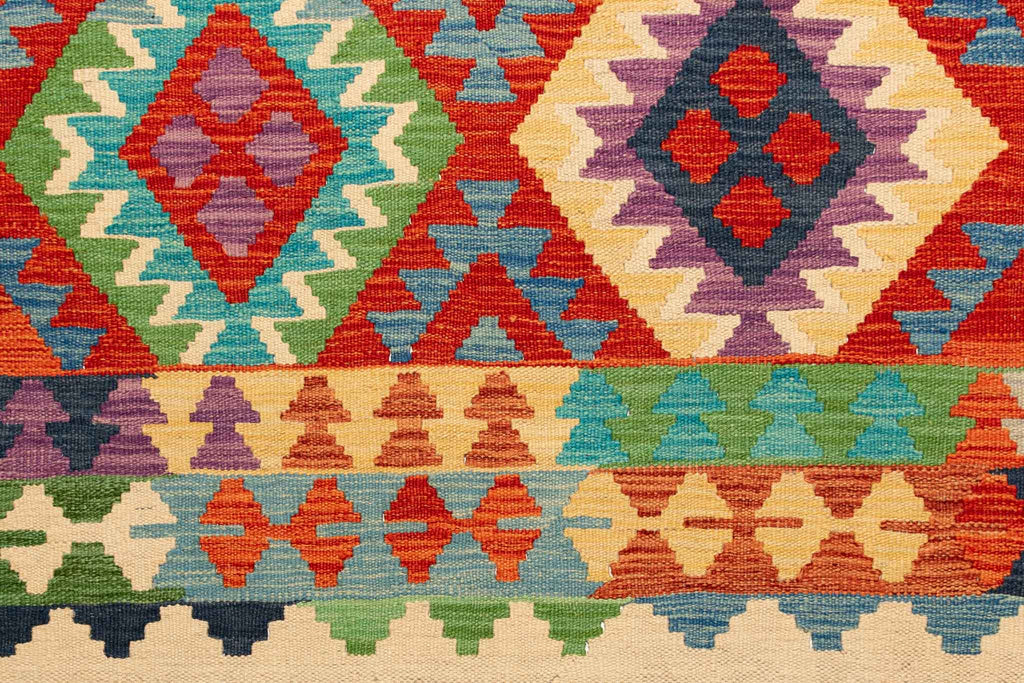 Handgewebter Kelim-Teppich aus Schurwolle, 207 × 300 cm