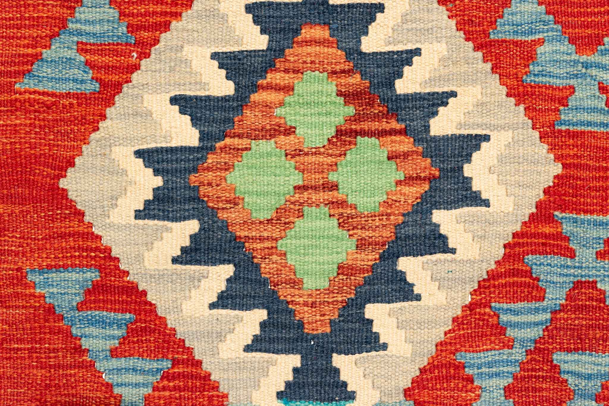 Handgewebter Kelim-Teppich aus Schurwolle, 207 × 300 cm
