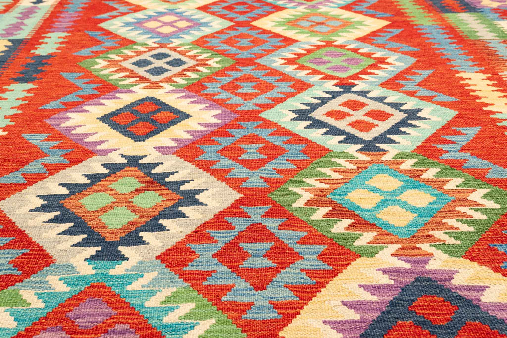 Handgewebter Kelim-Teppich aus Schurwolle, 207 × 300 cm