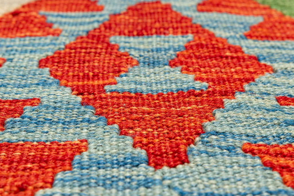 Handgewebter Kelim-Teppich aus Schurwolle, 207 × 300 cm