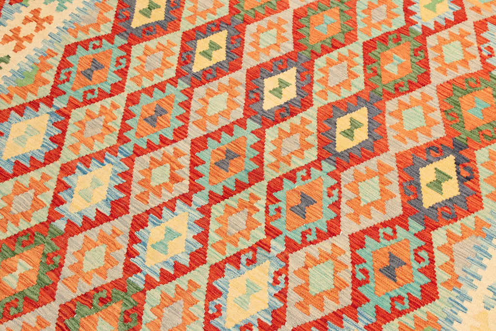 Handgewebter Kelim-Teppich aus Schurwolle, 201 × 298 cm