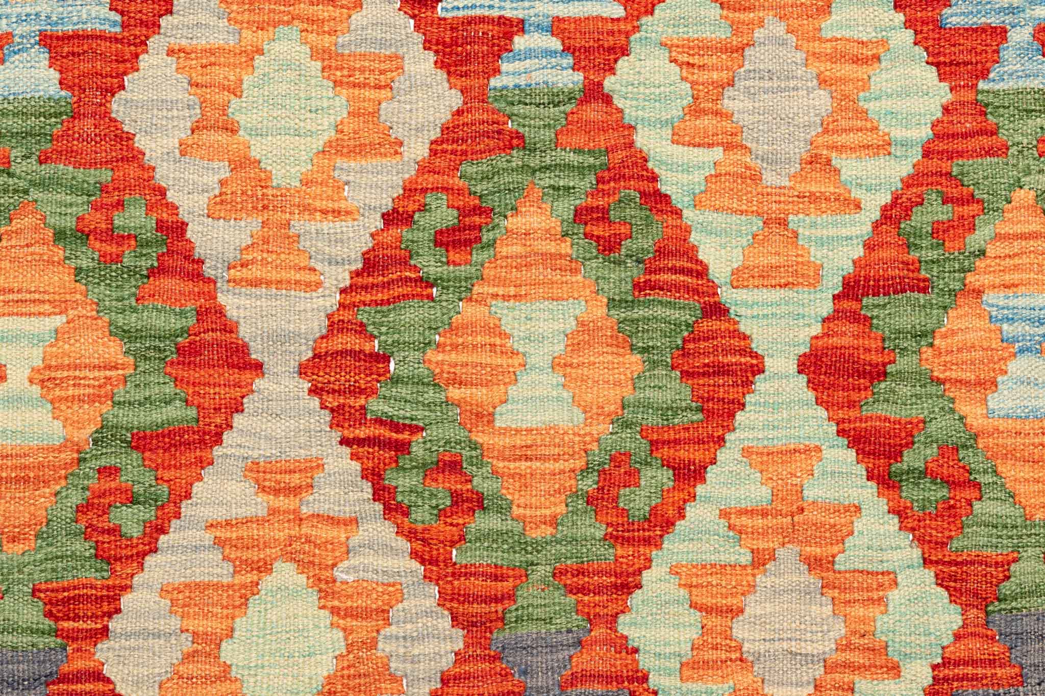 Handgewebter Kelim-Teppich aus Schurwolle, 201 × 298 cm