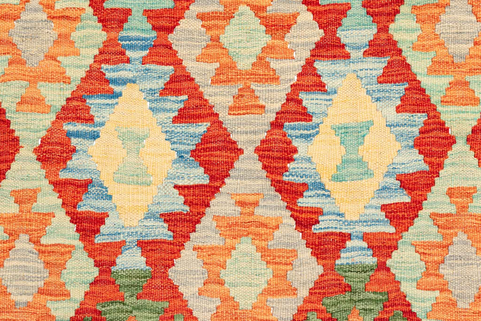 Handgewebter Kelim-Teppich aus Schurwolle, 201 × 298 cm