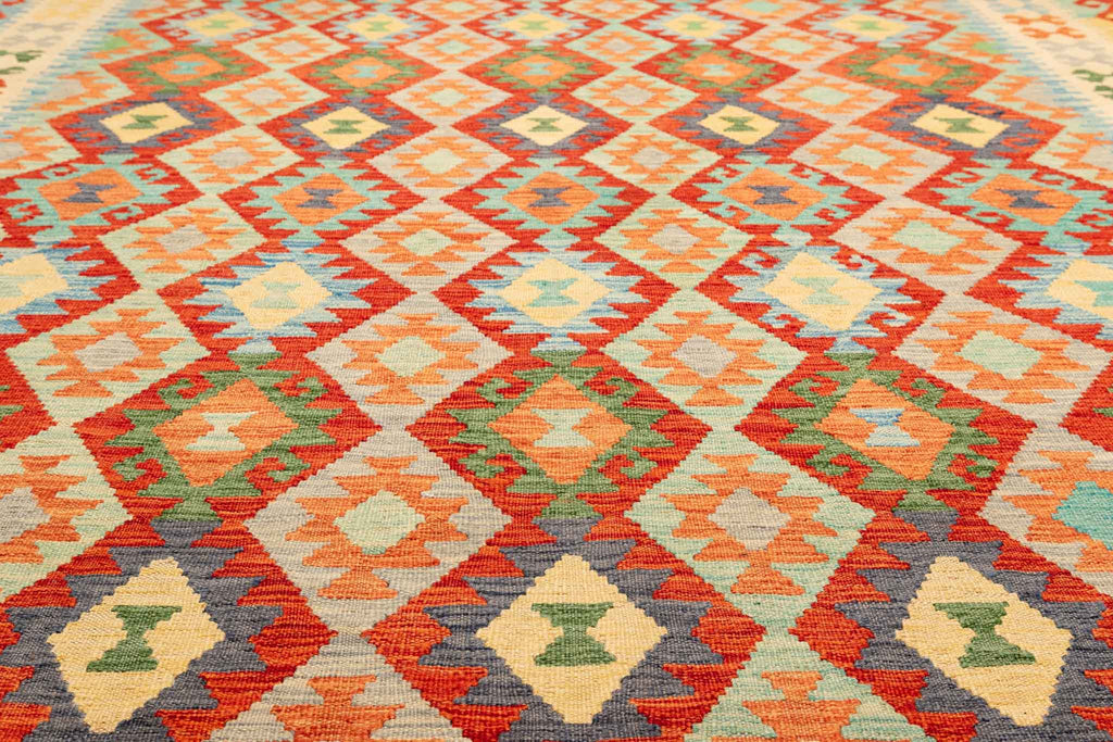 Handgewebter Kelim-Teppich aus Schurwolle, 201 × 298 cm