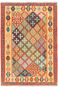 Handgewebter Kelim-Teppich aus Schurwolle, 203 × 292 cm