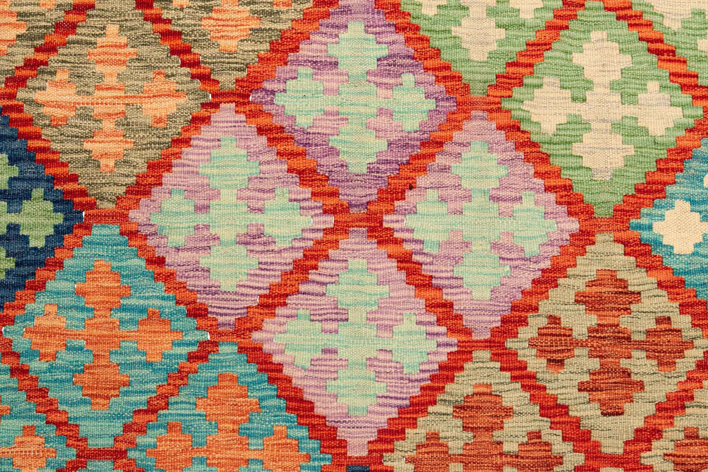 Handgewebter Kelim-Teppich aus Schurwolle, 203 × 292 cm