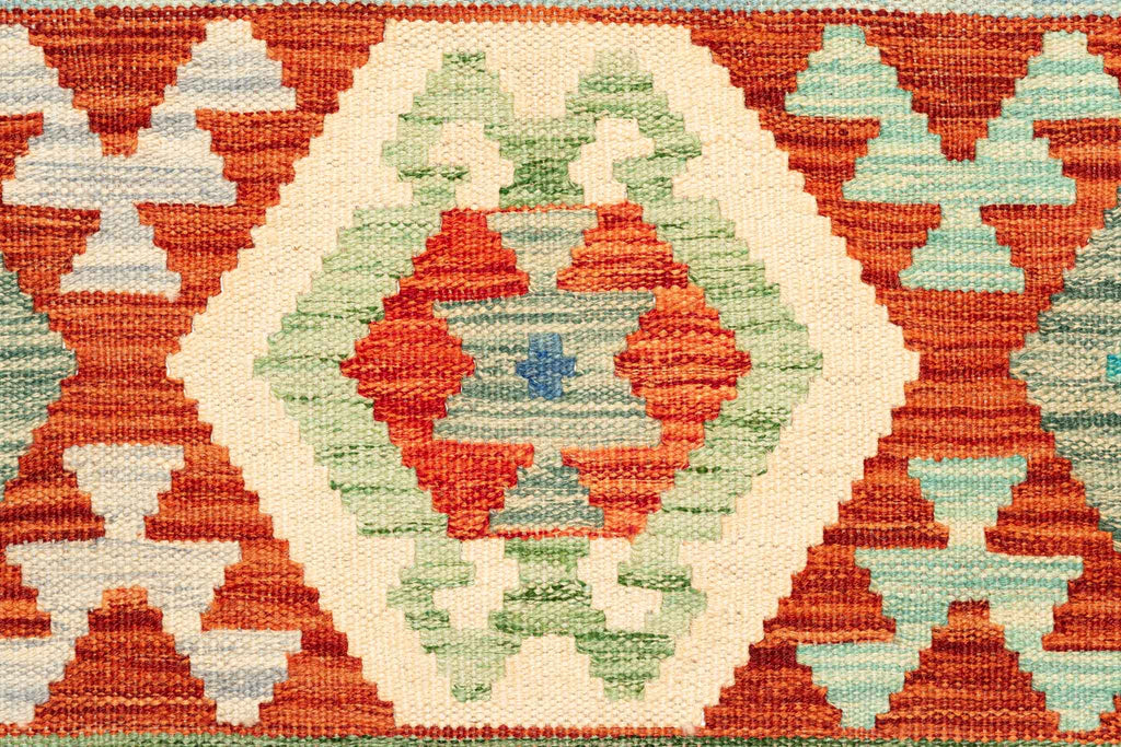 Handgewebter Kelim-Teppich aus Schurwolle, 204 × 295 cm