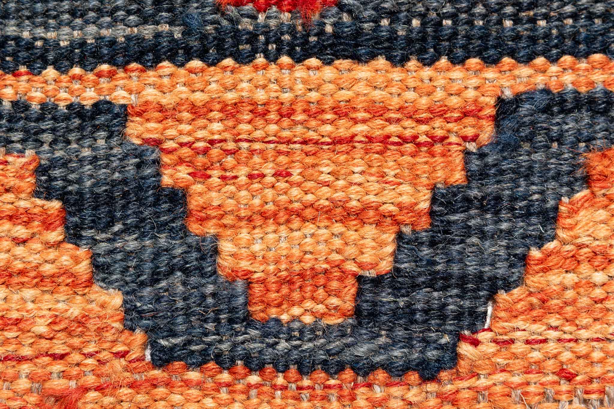 Handgewebter Kelim-Teppich aus Schurwolle, 204 × 295 cm