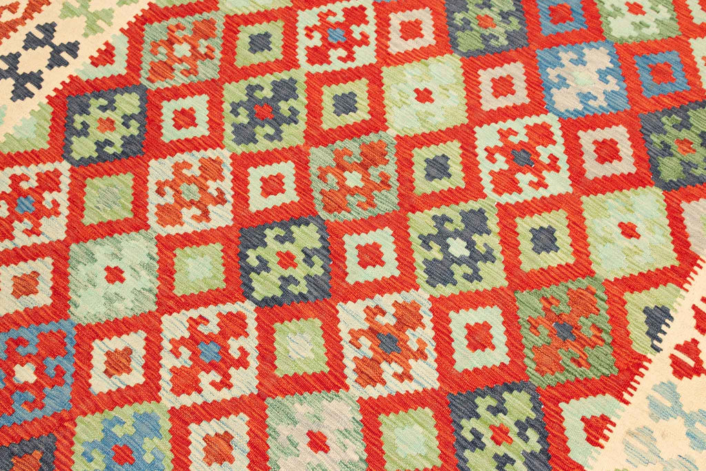 Handgewebter Kelim-Teppich aus Schurwolle, 202 × 297 cm